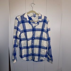 J. Crew Women’s Size Large Plaid Shirt Blue/White